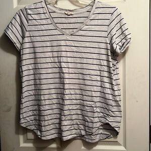 White striped v neck shirt